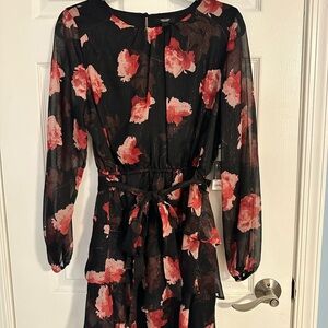 Simply Vera Vera Wang Black and Pink Floral Dress